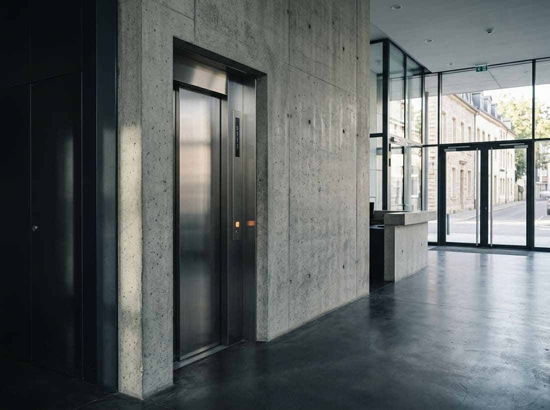 Hall d’entrée d’une résidence à Belair avec porte palière en inox brossé